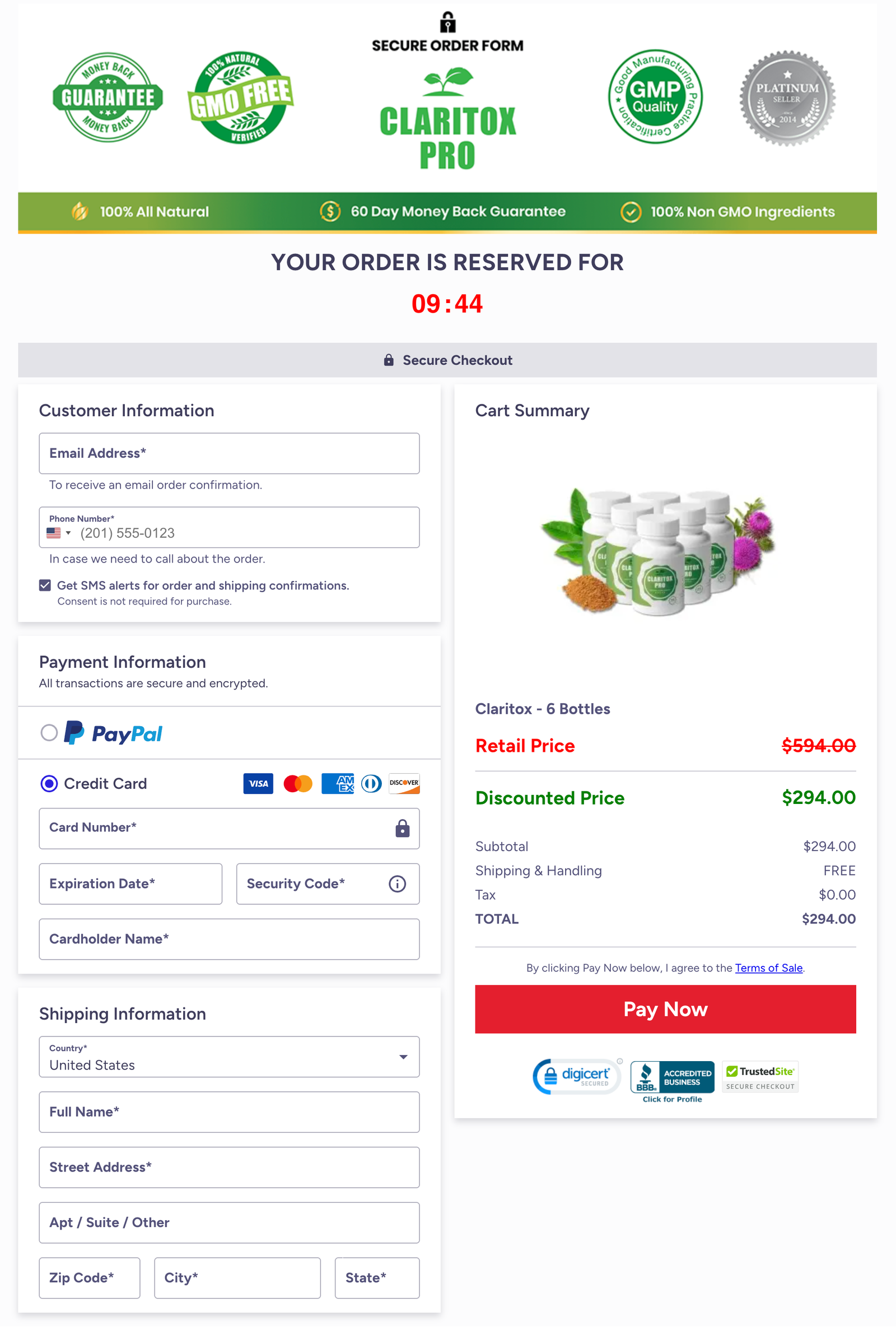 Claritox Pro Official Website Secure Order Page